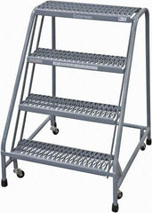 Cotterman - 40" 4 Step Rolling Warehouse Ladder - Rolling Safety Ladder, 450 Lb Capacity, 40" Platform Height, 30" Base Width x 31" Base Depth, Serrated Steel - Eagle Tool & Supply