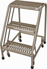 Cotterman - 30" 3 Step Rolling Warehouse Ladder - Rolling Safety Ladder, 450 Lb Capacity, 30" Platform Height, 21" Base Width x 27" Base Depth, Serrated Steel - Eagle Tool & Supply