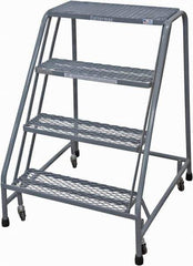 Cotterman - 40" 4 Step Rolling Warehouse Ladder - Rolling Safety Ladder, 450 Lb Capacity, 40" Platform Height, 30" Base Width x 31" Base Depth, Expanded Metal Tread - Eagle Tool & Supply