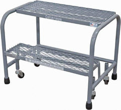 Cotterman - 20" 2 Step Rolling Warehouse Ladder - Rolling Safety Ladder, 450 Lb Capacity, 20" Platform Height, 18" Base Width x 19" Base Depth, Expanded Metal Tread - Eagle Tool & Supply