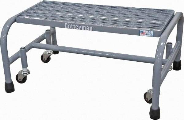 Cotterman - 12" 1 Step Rolling Warehouse Ladder - Rolling Safety Ladder, 450 Lb Capacity, 12" Platform Height, 26" Base Width x 19" Base Depth, Expanded Metal Tread - Eagle Tool & Supply