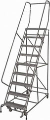 Cotterman - 120" 9 Step Rolling Warehouse Ladder - Rolling Safety Ladder, 450 Lb Capacity, 90" Platform Height, 32" Base Width x 77" Base Depth, Serrated Steel - Eagle Tool & Supply