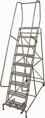 Cotterman - 120" 9 Step Rolling Warehouse Ladder - Rolling Safety Ladder, 450 Lb Capacity, 90" Platform Height, 32" Base Width x 67" Base Depth, Expanded Metal Tread - Eagle Tool & Supply
