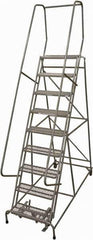 Cotterman - 120" 9 Step Rolling Warehouse Ladder - Rolling Safety Ladder, 450 Lb Capacity, 90" Platform Height, 24" Base Width x 67" Base Depth, Expanded Metal Tread - Eagle Tool & Supply