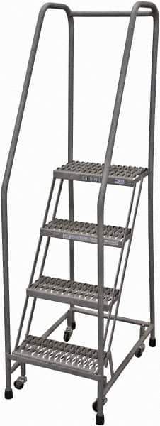 Cotterman - 70" 4 Step Rolling Warehouse Ladder - Rolling Safety Ladder, 450 Lb Capacity, 40" Platform Height, 20" Base Width x 41" Base Depth, Serrated Steel - Eagle Tool & Supply