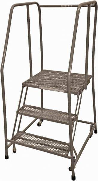 Cotterman - 60" 3 Step Rolling Warehouse Ladder - Rolling Safety Ladder, 450 Lb Capacity, 30" Platform Height, 30" Base Width x 30" Base Depth, Expanded Metal Tread - Eagle Tool & Supply