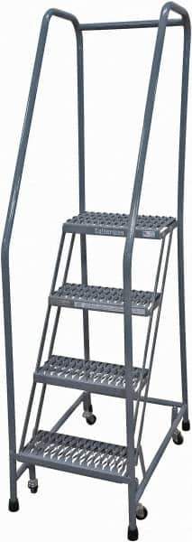 Cotterman - 70" 4 Step Rolling Warehouse Ladder - Rolling Safety Ladder, 450 Lb Capacity, 40" Platform Height, 20" Base Width x 31" Base Depth, Serrated Steel - Eagle Tool & Supply