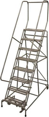 Cotterman - 110" 8 Step Rolling Warehouse Ladder - Rolling Safety Ladder, 450 Lb Capacity, 80" Platform Height, 32" Base Width x 61" Base Depth, Expanded Metal Tread - Eagle Tool & Supply