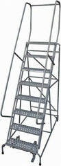 Cotterman - 110" 8 Step Rolling Warehouse Ladder - Rolling Safety Ladder, 450 Lb Capacity, 80" Platform Height, 32" Base Width x 71" Base Depth, Perforated Tread - Eagle Tool & Supply