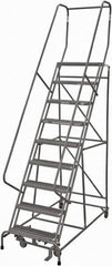 Cotterman - 120" 9 Step Rolling Warehouse Ladder - Rolling Safety Ladder, 450 Lb Capacity, 90" Platform Height, 24" Base Width x 77" Base Depth, Serrated Steel - Eagle Tool & Supply