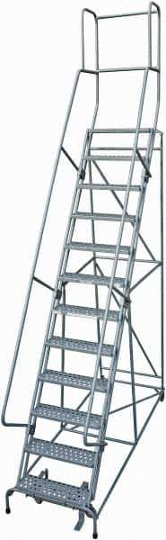 Cotterman - 162" 12 Step Rolling Warehouse Ladder - Rolling Safety Ladder, 450 Lb Capacity, 120" Platform Height, 32" Base Width x 88" Base Depth, Expanded Metal Tread - Eagle Tool & Supply