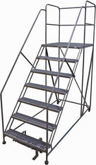 Cotterman - 106" 7 Step Rolling Work Platform - Rolling Work Platform, 800 Lb Capacity, 70" Platform Height, 40" Base Width x 99" Base Depth, Serrated Steel - Eagle Tool & Supply
