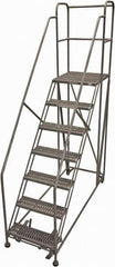 Cotterman - 106" 7 Step Rolling Work Platform - Rolling Work Platform, 800 Lb Capacity, 70" Platform Height, 28" Base Width x 87" Base Depth, Serrated Steel - Eagle Tool & Supply