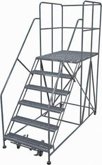 Cotterman - 96" 6 Step Rolling Work Platform - Rolling Work Platform, 800 Lb Capacity, 60" Platform Height, 40" Base Width x 90" Base Depth, Serrated Steel - Eagle Tool & Supply