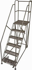 Cotterman - 96" 6 Step Rolling Work Platform - Rolling Work Platform, 800 Lb Capacity, 60" Platform Height, 28" Base Width x 67" Base Depth, Serrated Steel - Eagle Tool & Supply