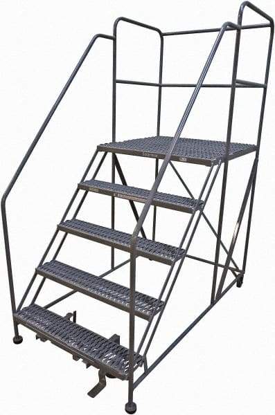 Cotterman - 86" 5 Step Rolling Work Platform - Rolling Work Platform, 800 Lb Capacity, 50" Platform Height, 40" Base Width x 82" Base Depth, Serrated Steel - Eagle Tool & Supply