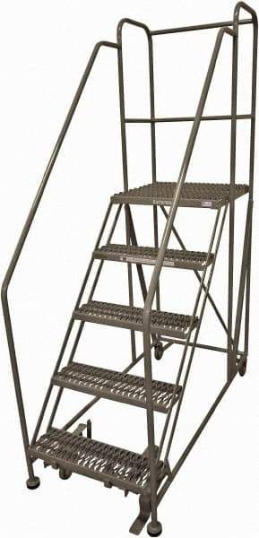 Cotterman - 86" 5 Step Rolling Work Platform - Rolling Work Platform, 800 Lb Capacity, 50" Platform Height, 28" Base Width x 70" Base Depth, Serrated Steel - Eagle Tool & Supply