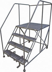 Cotterman - 70" 4 Step Rolling Work Platform - Rolling Work Platform, 800 Lb Capacity, 40" Platform Height, 40" Base Width x 74" Base Depth, Serrated Steel - Eagle Tool & Supply
