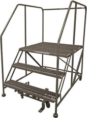 Cotterman - 60" 3 Step Rolling Work Platform - Rolling Work Platform, 800 Lb Capacity, 30" Platform Height, 40" Base Width x 65" Base Depth, Serrated Steel - Eagle Tool & Supply