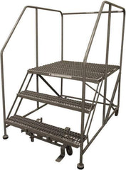 Cotterman - 60" 3 Step Rolling Work Platform - Rolling Work Platform, 800 Lb Capacity, 30" Platform Height, 28" Base Width x 53" Base Depth, Serrated Steel - Eagle Tool & Supply