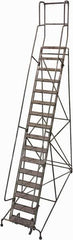 Cotterman - 202" 16 Step Rolling Warehouse Ladder - Rolling Safety Ladder, 450 Lb Capacity, 160" Platform Height, 42" Base Width x 124" Base Depth, Perforated Tread - Eagle Tool & Supply