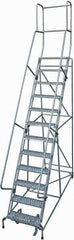Cotterman - 162" 12 Step Rolling Warehouse Ladder - Rolling Safety Ladder, 450 Lb Capacity, 120" Platform Height, 32" Base Width x 98" Base Depth, Perforated Tread - Eagle Tool & Supply