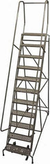 Cotterman - 140" 11 Step Rolling Warehouse Ladder - Rolling Safety Ladder, 450 Lb Capacity, 110" Platform Height, 32" Base Width x 88" Base Depth, Perforated Tread - Eagle Tool & Supply