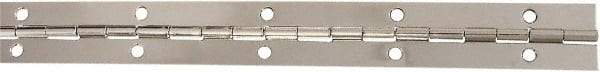 National Mfg. - 12" Long x 1-1/16" Wide, Steel Satin Nickel Coating Continuous Hinge - 0.042" Thick with Holes - Eagle Tool & Supply
