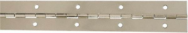 National Mfg. - 12" Long x 1-1/2" Wide, Steel Satin Nickel Coating Continuous Hinge - 0.042" Thick with Holes - Eagle Tool & Supply