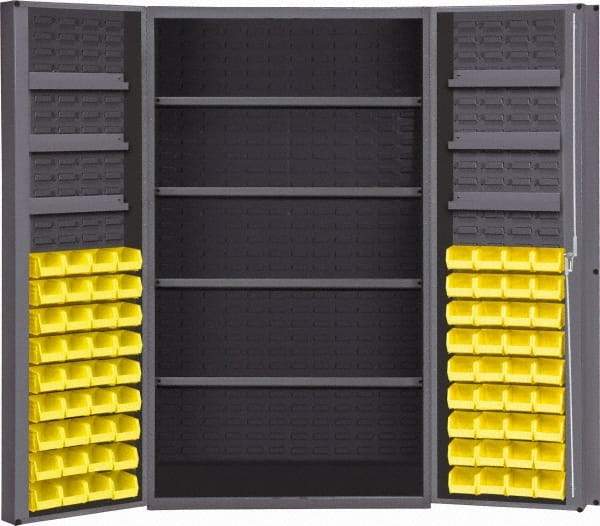 Durham - 16 Shelf 72 Bin Storage Cabinet - Steel, 48" Wide x 24" Deep x 72" High, Gray - Eagle Tool & Supply