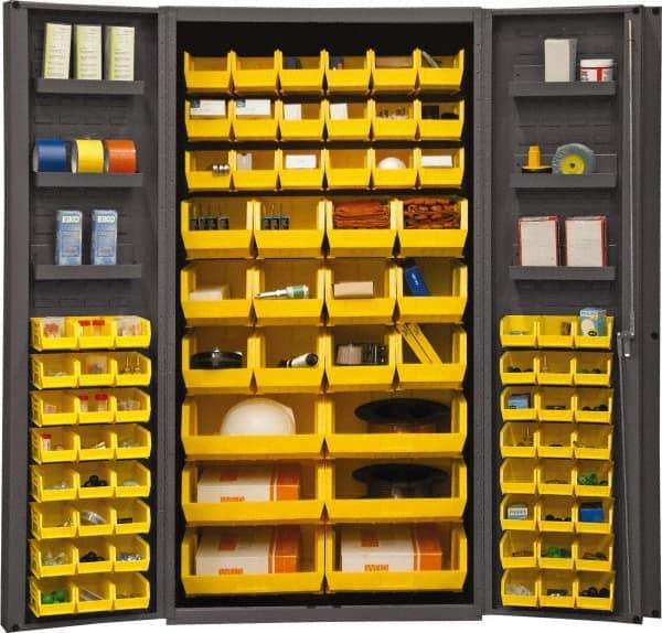 Durham - 6 Shelf 78 Bin Storage Cabinet - Steel, 36" Wide x 24" Deep x 72" High, Gray - Eagle Tool & Supply