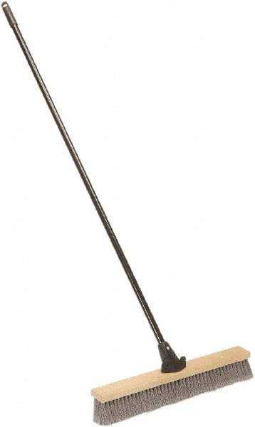 Ability One - 24" Medium Duty Polypropylene Push Broom - Wood Block, Bolt-On Handle Connection - Eagle Tool & Supply