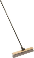 Ability One - 24" Medium Duty Polypropylene Push Broom - Wood Block, Bolt-On Handle Connection - Eagle Tool & Supply