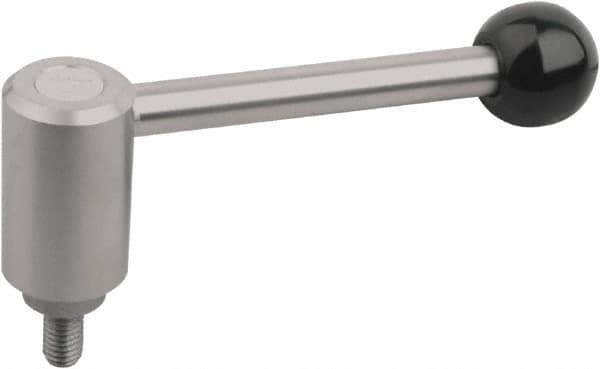 KIPP - M12, Stainless Steel Threaded Stud Adjustable Clamping Handle - 125mm OAL, 57.5mm High - Eagle Tool & Supply