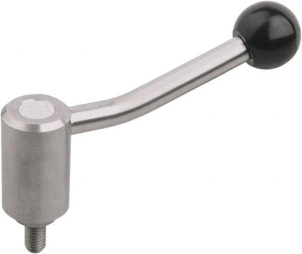 KIPP - M12, Stainless Steel Threaded Stud Adjustable Clamping Handle - 100mm OAL, 58.5mm High - Eagle Tool & Supply