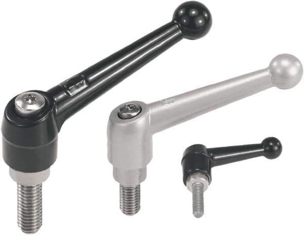KIPP - M6, Zinc Threaded Stud Adjustable Clamping Handle - 46mm OAL, 35.5mm High - Eagle Tool & Supply