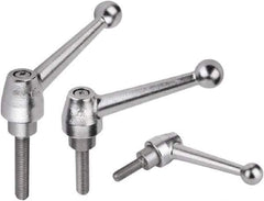 KIPP - 5/8-11, Steel Threaded Stud Adjustable Clamping Handle - 1.1811" Thread Length, Silver Handle with Threaded Stud - Eagle Tool & Supply
