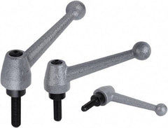 KIPP - 3/8-16, Stainless Steel Threaded Stud Adjustable Clamping Handle - 1.7717" Thread Length, Metallic Handle with Threaded Stud - Eagle Tool & Supply