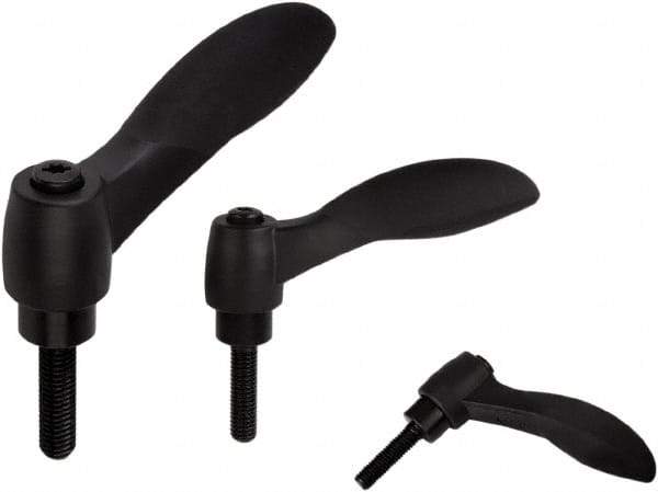 KIPP - 3/8-16, Fiberglass Reinforced Plastic & Thermoplastic SEBS Threaded Stud Adjustable Clamping Handle - 74.4mm OAL, 45.2mm High - Eagle Tool & Supply