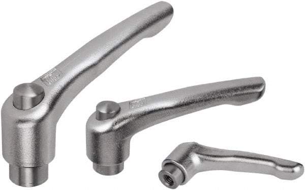 KIPP - M6, Stainless Steel Threaded Hole Adjustable Clamping Handle - 74.5mm OAL, 45.5mm High - Eagle Tool & Supply