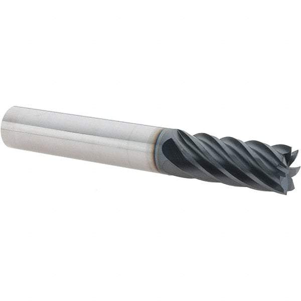 Iscar - 7 Flute Solid Carbide Roughing & Finishing Corner Radius End Mill - TiAlN Finish, Straight Shank, 37° Helix, Non-Centercutting, Regular Length - Eagle Tool & Supply