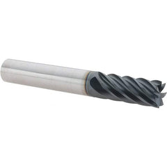 Iscar - 7 Flute Solid Carbide Roughing & Finishing Corner Radius End Mill - TiAlN Finish, Straight Shank, 37° Helix, Non-Centercutting, Regular Length - Eagle Tool & Supply