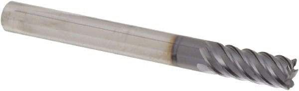 Iscar - 6 Flute Solid Carbide Roughing & Finishing Corner Chamfer End Mill - TiAlN Finish, Straight Shank, 45° Helix, Non-Centercutting, Regular Length - Eagle Tool & Supply