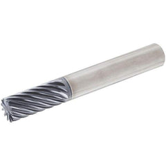 Iscar - 1/4" Diam, 1/2" LOC, 6 Flute Solid Carbide Roughing & Finishing Corner Chamfer End Mill - TiAlN Finish, 2-1/2" OAL, 1/4" Shank Diam, Straight Shank, 45° Helix, Non-Centercutting, Regular Length - Eagle Tool & Supply