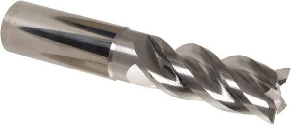 Iscar - 4 Flute Solid Carbide Roughing & Finishing Corner Radius End Mill - Uncoated, Straight Shank, 39° Helix, Non-Centercutting, Regular Length - Eagle Tool & Supply