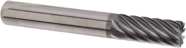 Iscar - 10 Flute Solid Carbide Roughing & Finishing Corner Chamfer End Mill - TiAlN Finish, Straight Shank, 35° Helix, Non-Centercutting, Regular Length - Eagle Tool & Supply