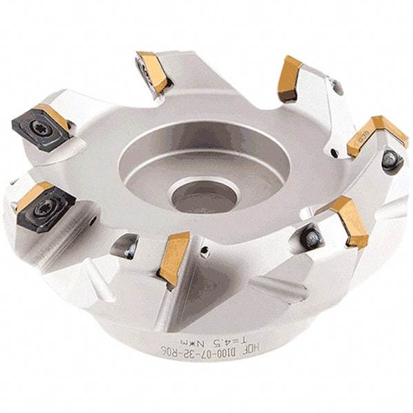 Iscar - 59.4, 60.7, 62.1mm Cut Diam, 22mm Arbor Hole, 2.5mm Max Depth of Cut, 42° Indexable Chamfer & Angle Face Mill - 4 Inserts, OE.. 060405\xB6OEMW 060405-AETN\xB6REMT 1505-LM-76 Insert, Right Hand Cut, 4 Flutes, Through Coolant, Series Heliocto - Eagle Tool & Supply