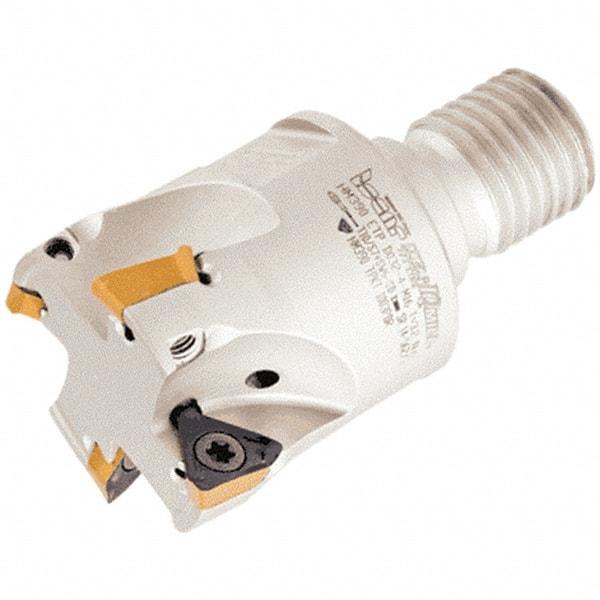 Iscar - 32mm Cut Diam, 8mm Max Depth of Cut, 60mm OAL, Indexable Square Shoulder Helical End Mill - HM390 TPKT 100304PDR, HM390 TPKT 1003PDR Inserts, M16 Modular Connection, 90° Lead Angle, Through Coolant - Eagle Tool & Supply