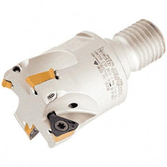 Iscar - 32mm Cut Diam, 8mm Max Depth of Cut, 60mm OAL, Indexable Square Shoulder Helical End Mill - HM390 TPKT 100304PDR, HM390 TPKT 1003PDR Inserts, M16 Modular Connection, 90° Lead Angle, Through Coolant - Eagle Tool & Supply