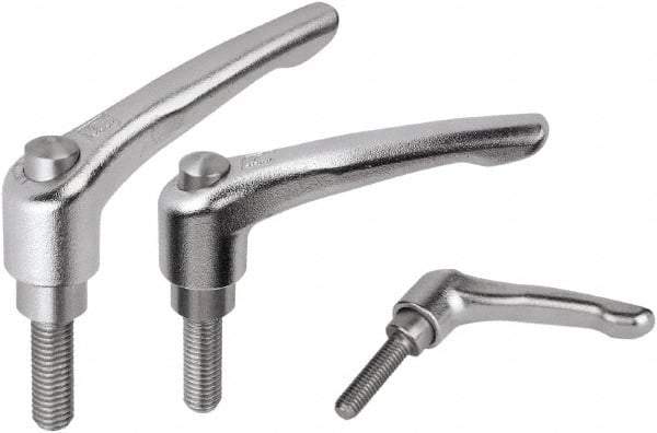 KIPP - 1/4-20, Stainless Steel Threaded Stud Adjustable Clamping Handle - 74.5mm OAL, 45.5mm High - Eagle Tool & Supply